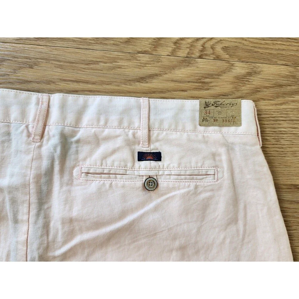 Faherty Shorts Mens 34 (Actual 36) Linen Malibu Pink Preppy Golf Pockets Resort